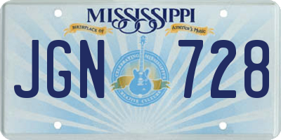 MS license plate JGN728