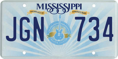 MS license plate JGN734