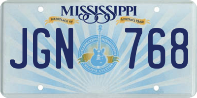 MS license plate JGN768