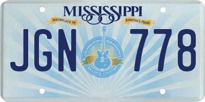 MS license plate JGN778