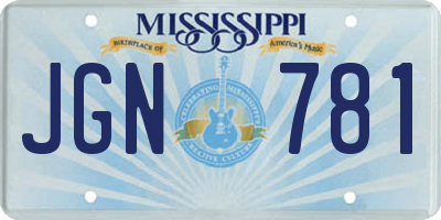 MS license plate JGN781