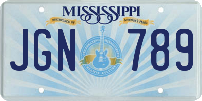 MS license plate JGN789
