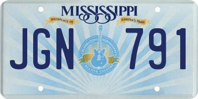 MS license plate JGN791