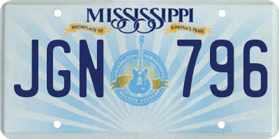 MS license plate JGN796