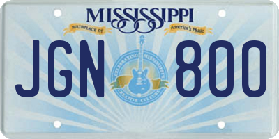MS license plate JGN800