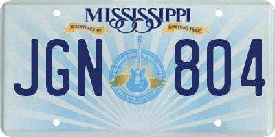 MS license plate JGN804