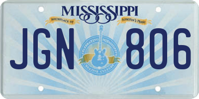 MS license plate JGN806
