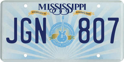 MS license plate JGN807