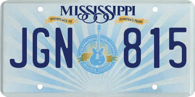 MS license plate JGN815