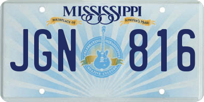 MS license plate JGN816
