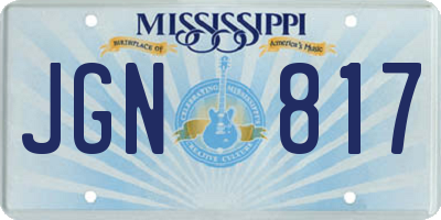 MS license plate JGN817