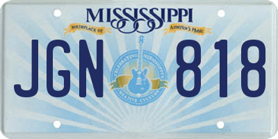 MS license plate JGN818