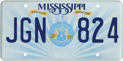 MS license plate JGN824