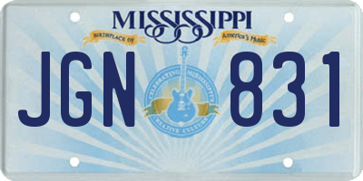MS license plate JGN831