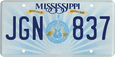 MS license plate JGN837