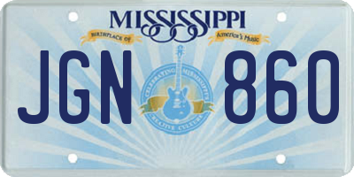 MS license plate JGN860