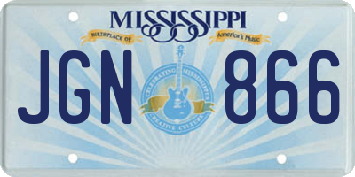 MS license plate JGN866