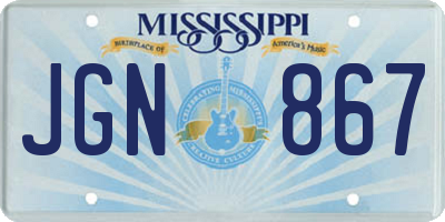 MS license plate JGN867