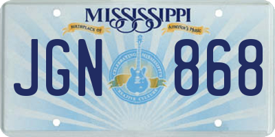MS license plate JGN868