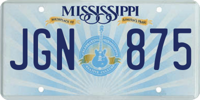 MS license plate JGN875