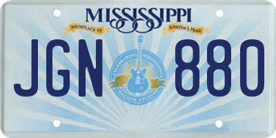 MS license plate JGN880