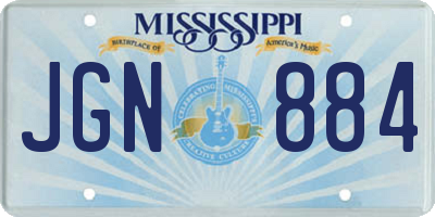 MS license plate JGN884