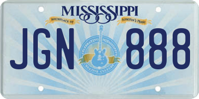 MS license plate JGN888