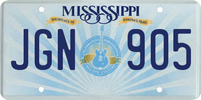 MS license plate JGN905