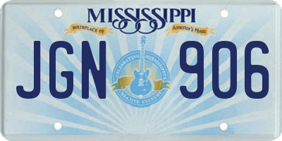 MS license plate JGN906