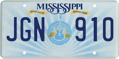 MS license plate JGN910