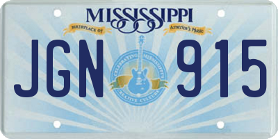 MS license plate JGN915