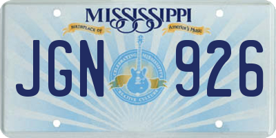 MS license plate JGN926