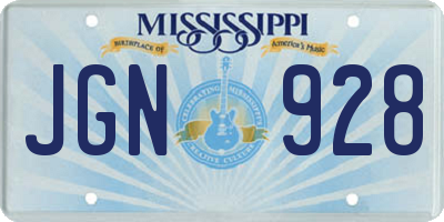 MS license plate JGN928