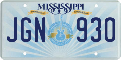 MS license plate JGN930
