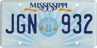 MS license plate JGN932
