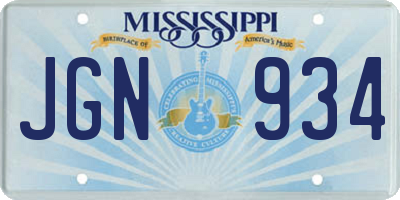 MS license plate JGN934