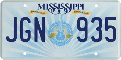 MS license plate JGN935
