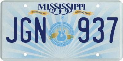 MS license plate JGN937
