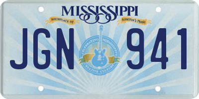 MS license plate JGN941
