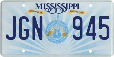 MS license plate JGN945