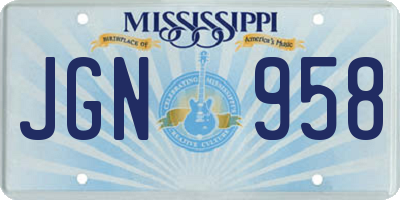 MS license plate JGN958