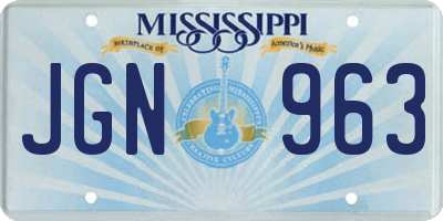 MS license plate JGN963