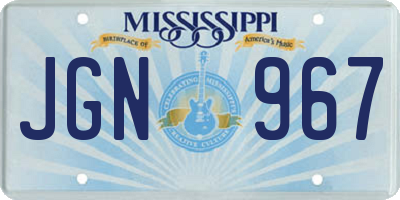 MS license plate JGN967