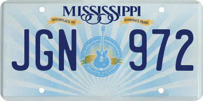 MS license plate JGN972