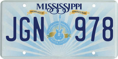MS license plate JGN978