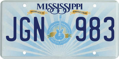 MS license plate JGN983