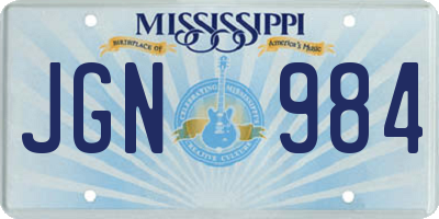 MS license plate JGN984