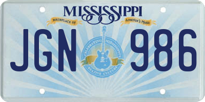 MS license plate JGN986