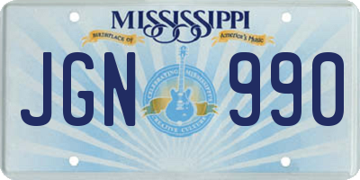 MS license plate JGN990