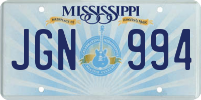 MS license plate JGN994